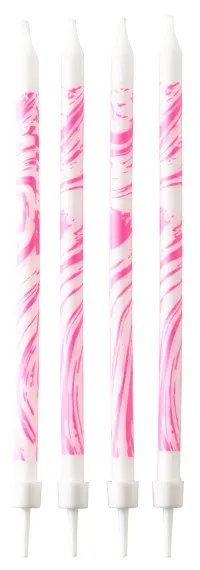 12 candeline marmorizzate rosa 12cm