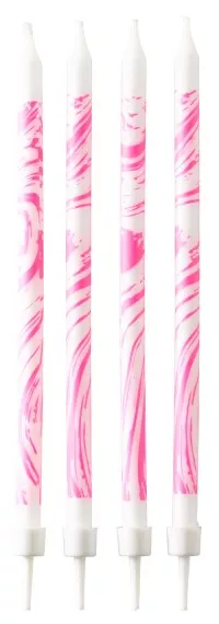 12 candeline marmorizzate rosa 12cm
