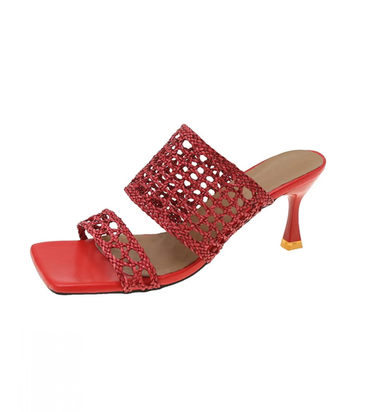 2022 New Plus Size 34 43 Sandali con punta quadrata Donna Scarpe con tacco alto Abito solido Scarpe da donna estive Sandalias Mu
