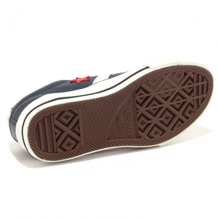 5163U sneaker pelle bimbo CONVERSE ALL STAR scarpe blu shoe kid