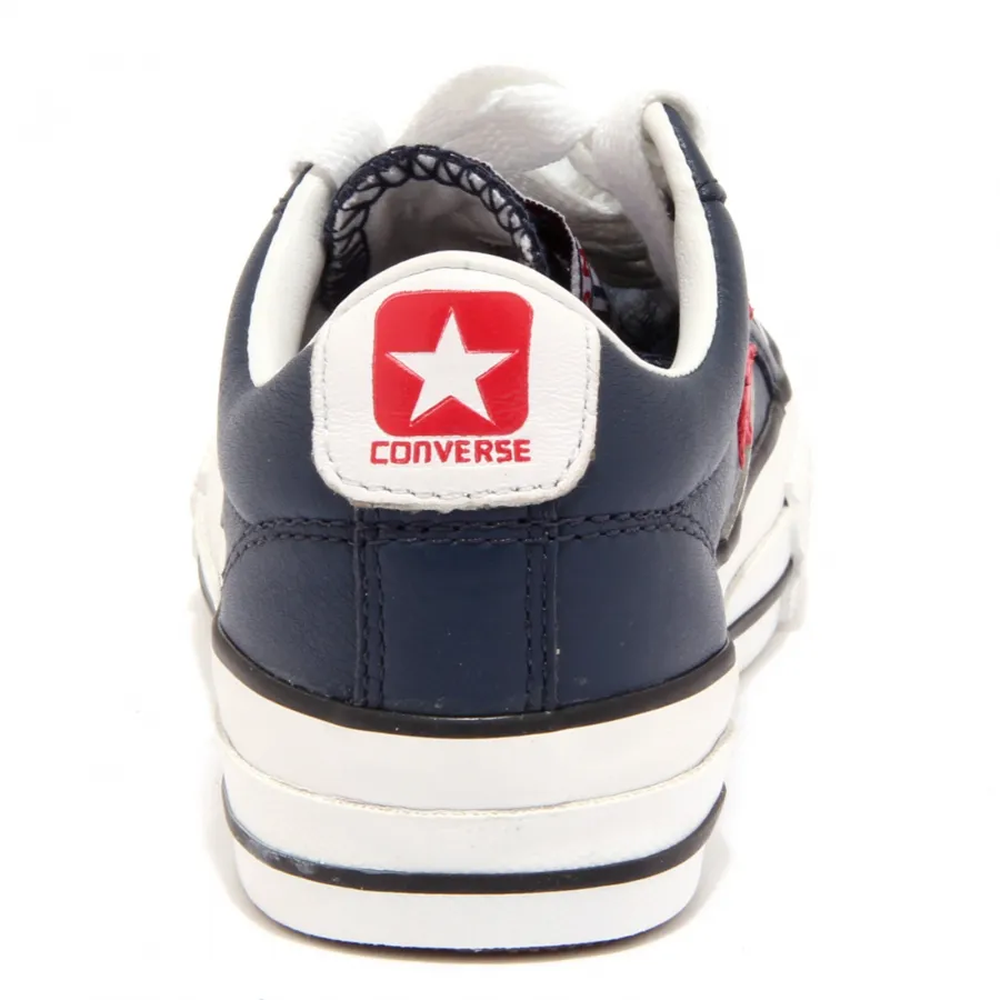 5163U sneaker pelle bimbo CONVERSE ALL STAR scarpe blu shoe kid