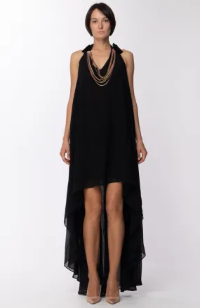 Abito asimmetrico con collana rimovibile Nero