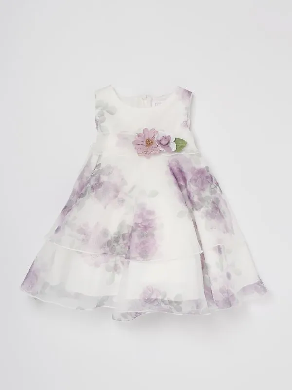 Abito bambina Mimilù in tulle floreale Bianco-Lavanda