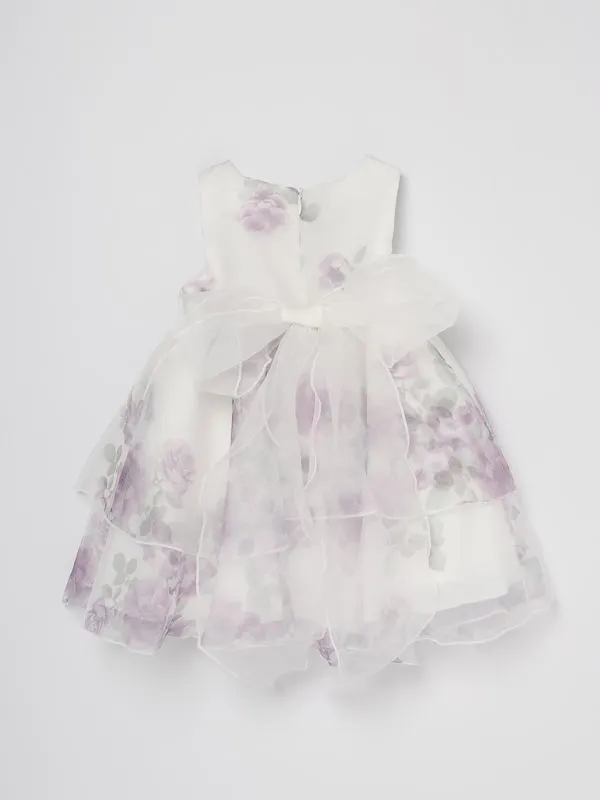 Abito bambina Mimilù in tulle floreale Bianco-Lavanda