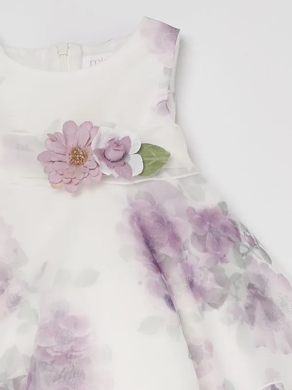 Abito bambina Mimilù in tulle floreale Bianco-Lavanda