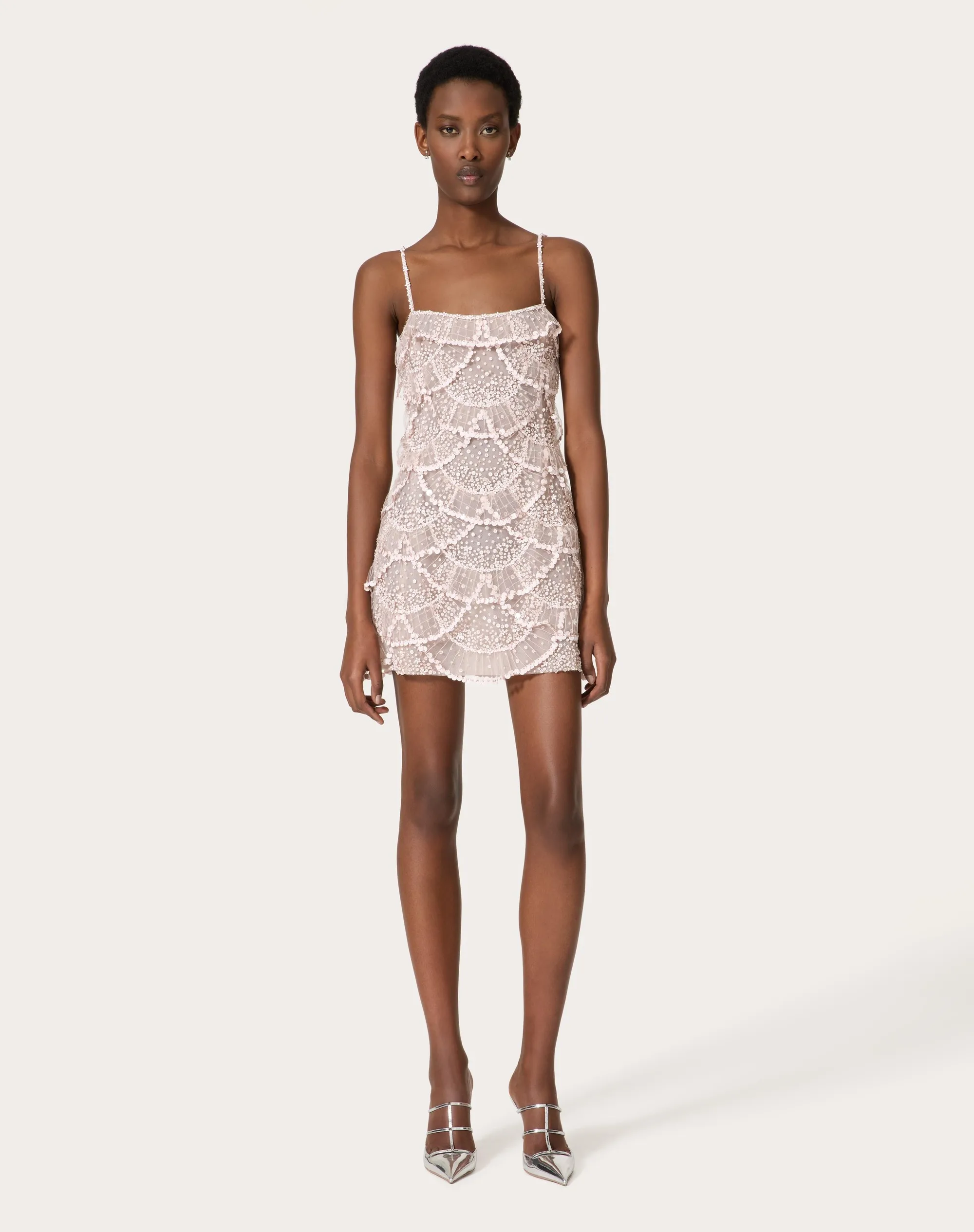 ABITO CORTO IN TULLE ILLUSIONE RICAMATO