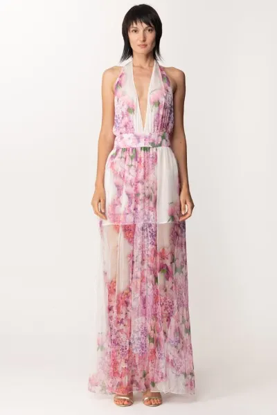 Abito lungo in tulle stampa floreale White Variant