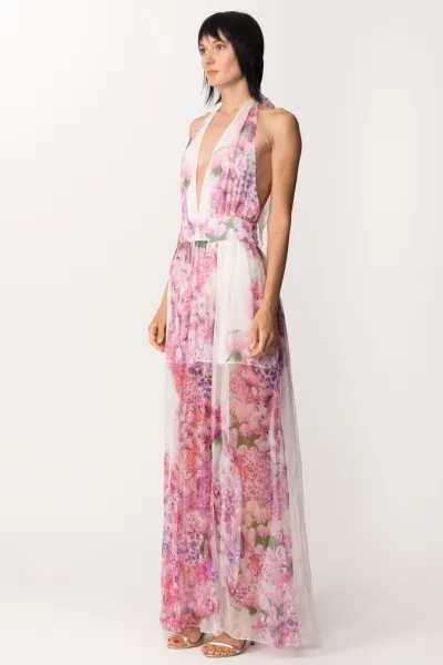 Abito lungo in tulle stampa floreale White Variant