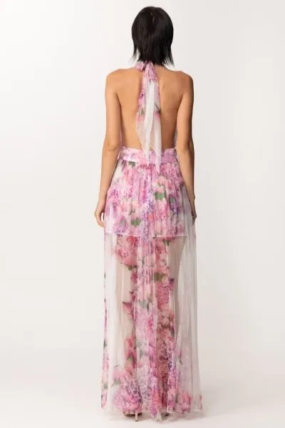 Abito lungo in tulle stampa floreale White Variant