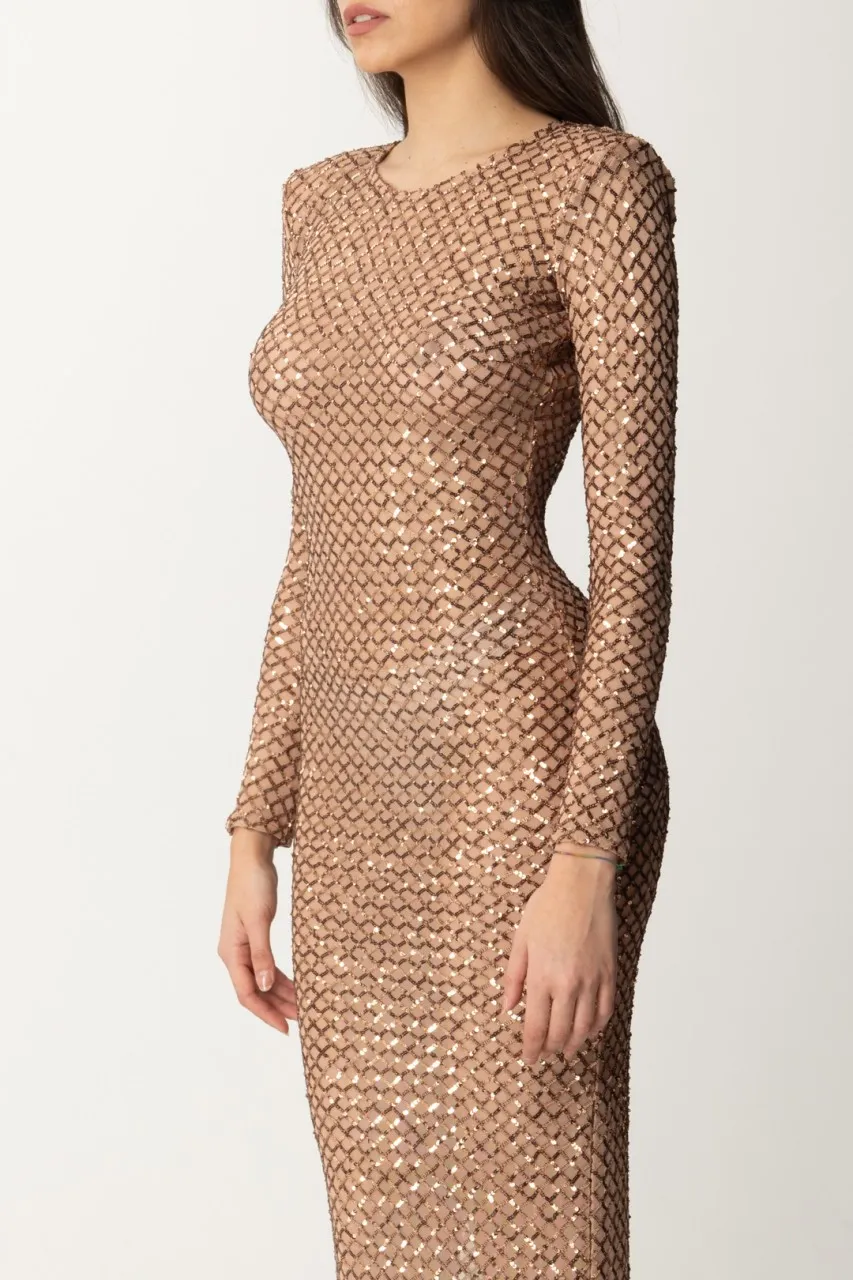 Abito Red Carpet in tulle ricamato Nudo