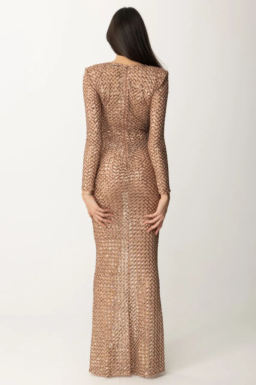 Abito Red Carpet in tulle ricamato Nudo