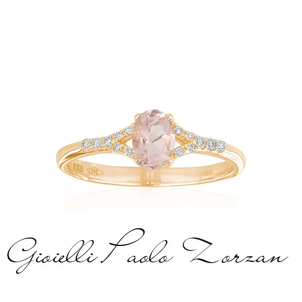 Anello Artlinea in oro 18kt con Morganite e diamanti AD927/MO-LR