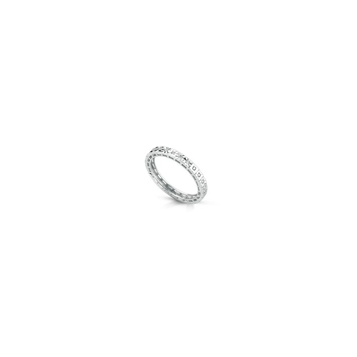 Anello fantasia veretta Fier in oro bianco 18k con diamanti naturali e vvs