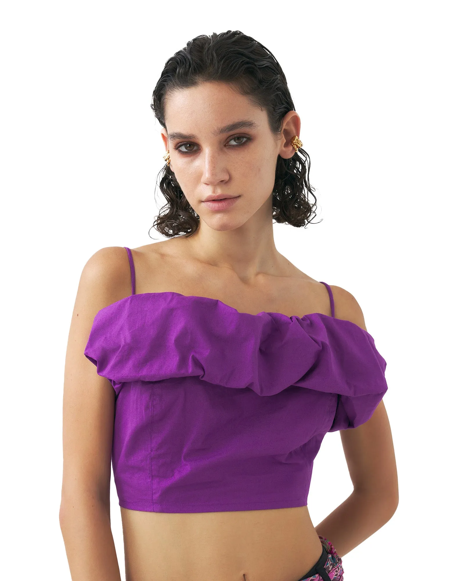 ANTIK BATIK Top Corto Spalle Scoperte Pop Purple