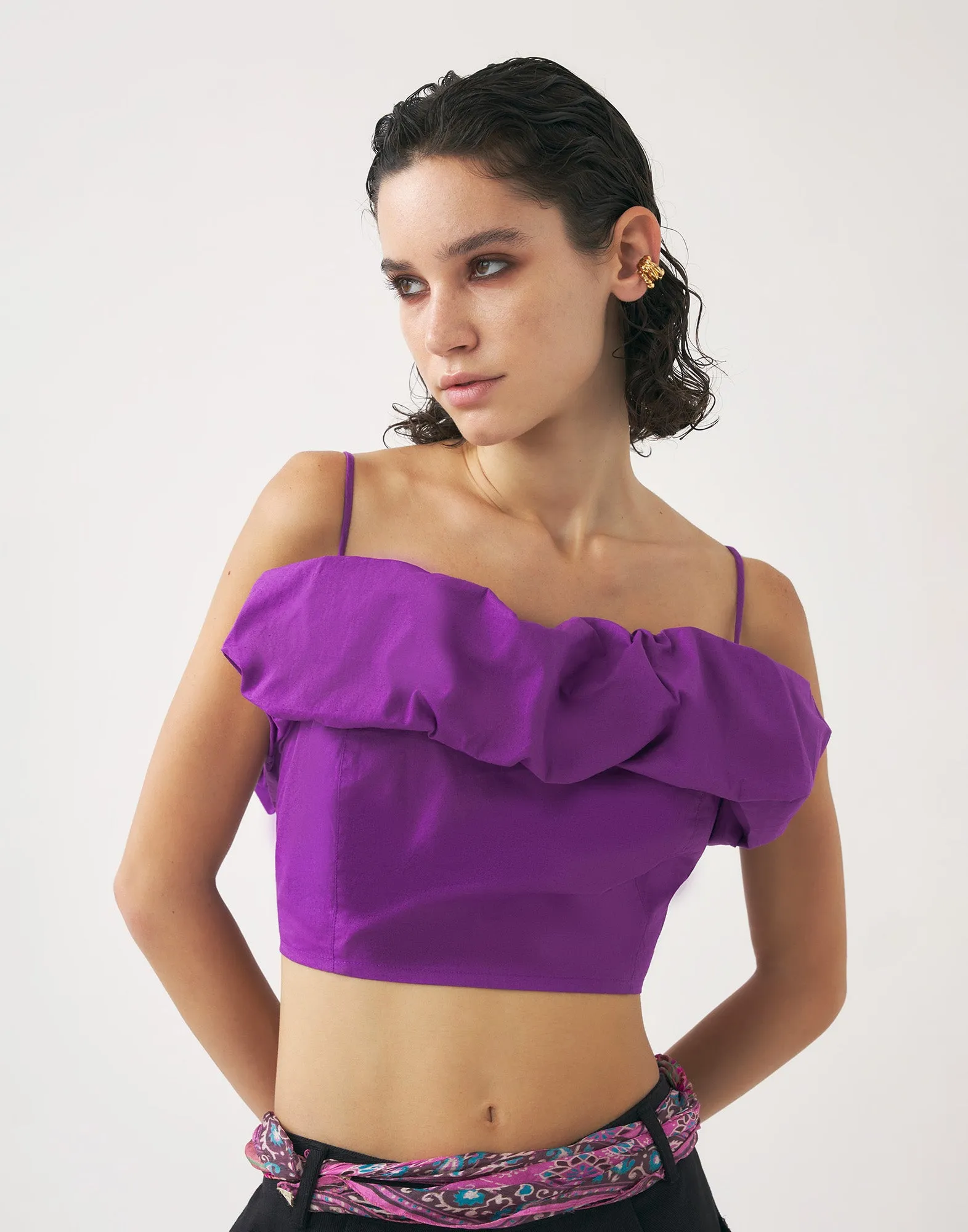 ANTIK BATIK Top Corto Spalle Scoperte Pop Purple