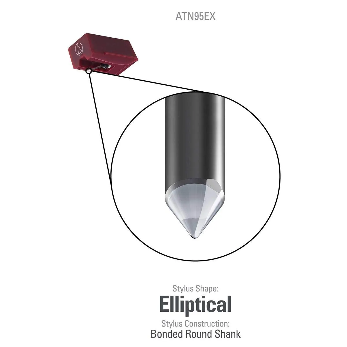 Audio Technica ATN95EX Stilo di ricambio, colore rosso