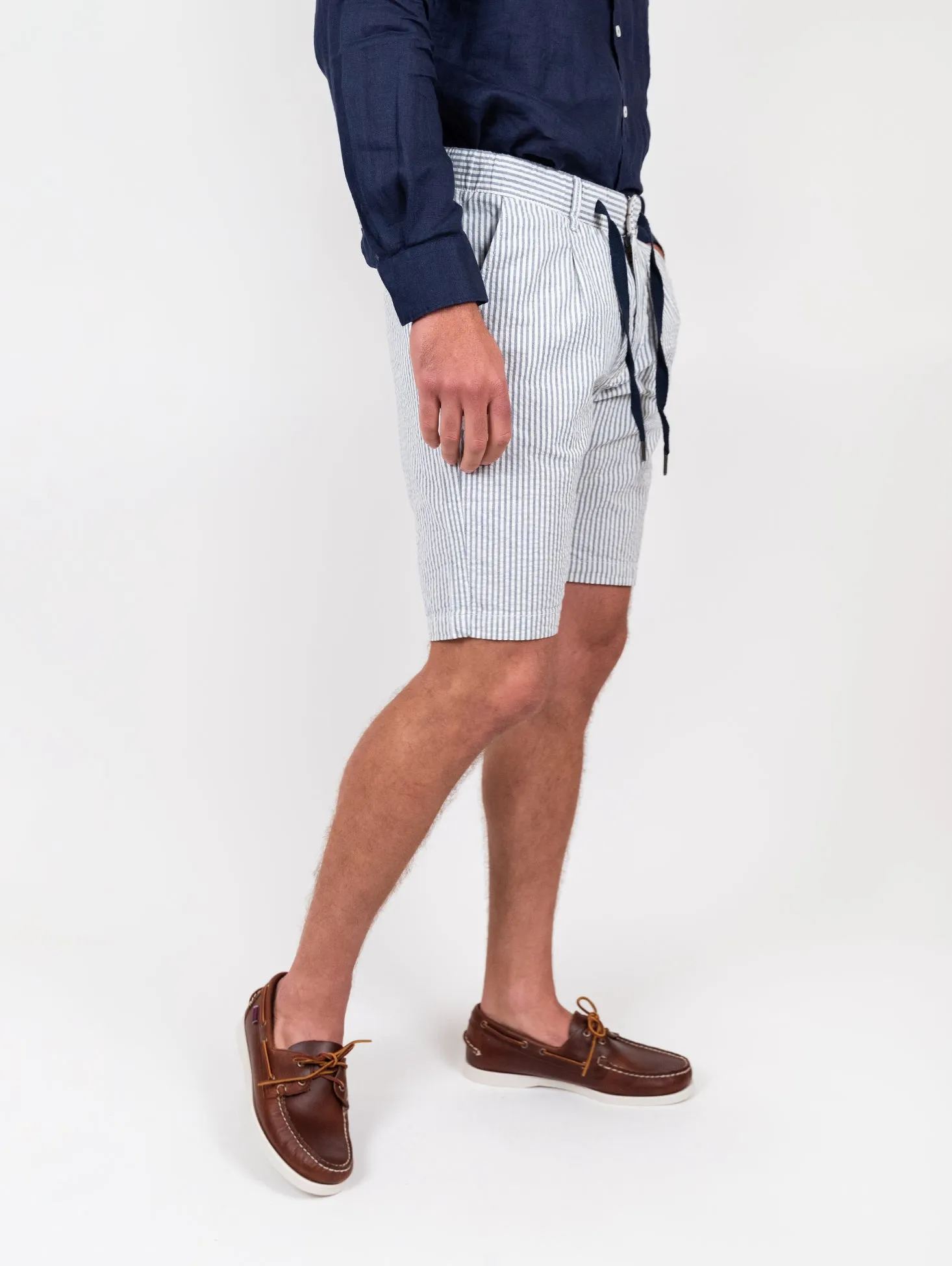 Bermuda a righe blu con coulisse