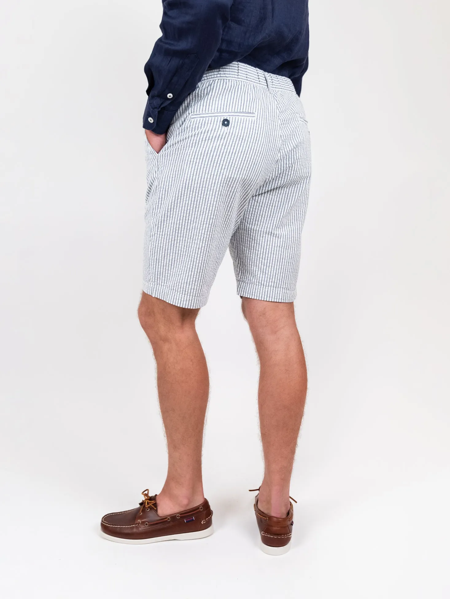 Bermuda a righe blu con coulisse