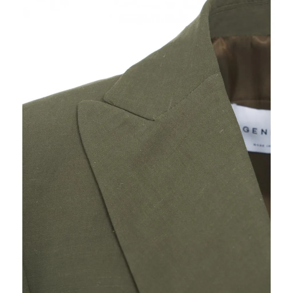 Blazer doppiopetto in misto lino verde