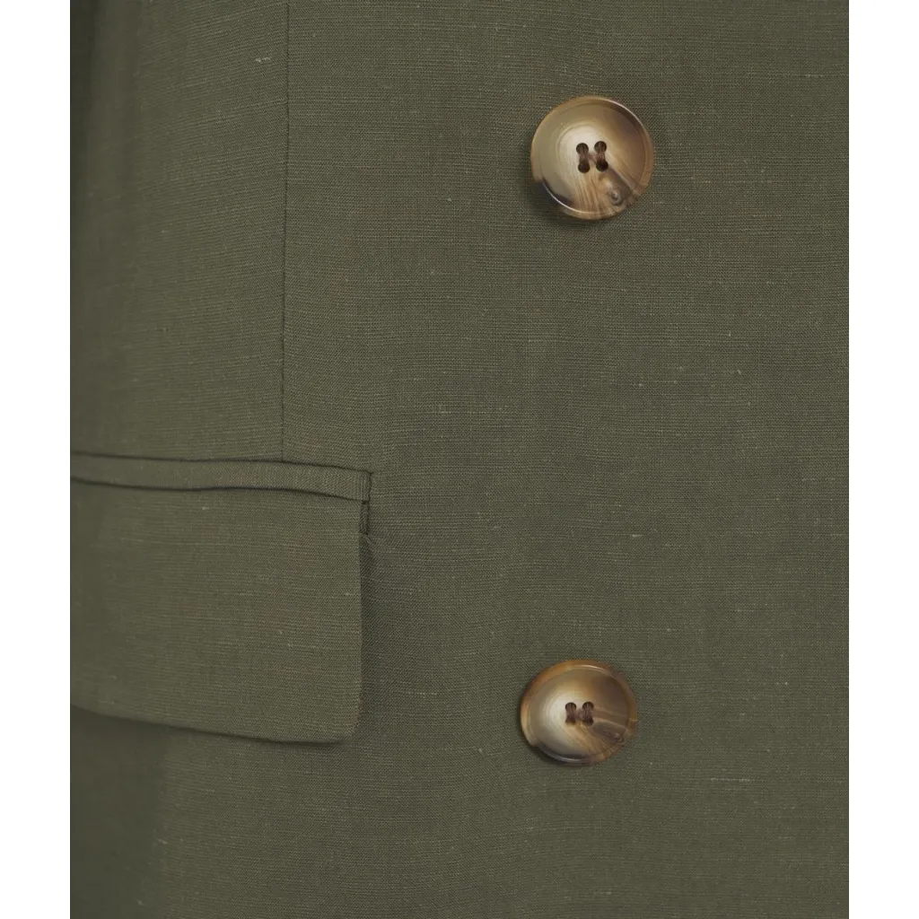 Blazer doppiopetto in misto lino verde