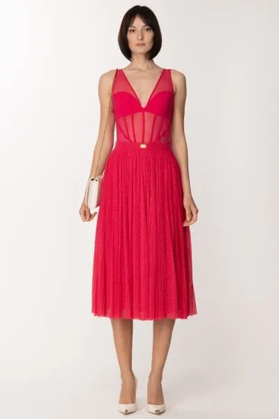 Body in tulle effetto bustier Fuxia