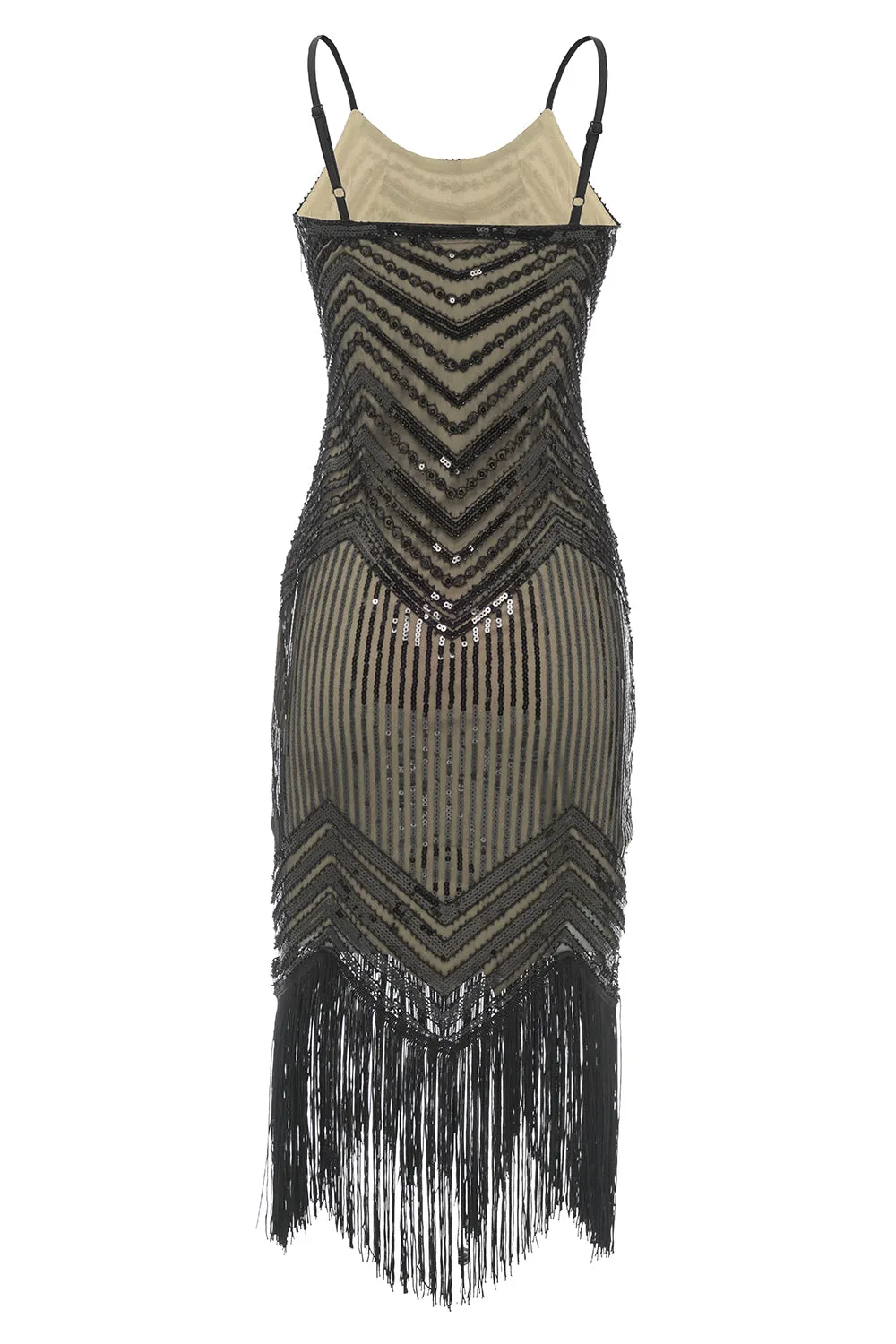Bodycon Nero Argento Paillettes 1920s Abito