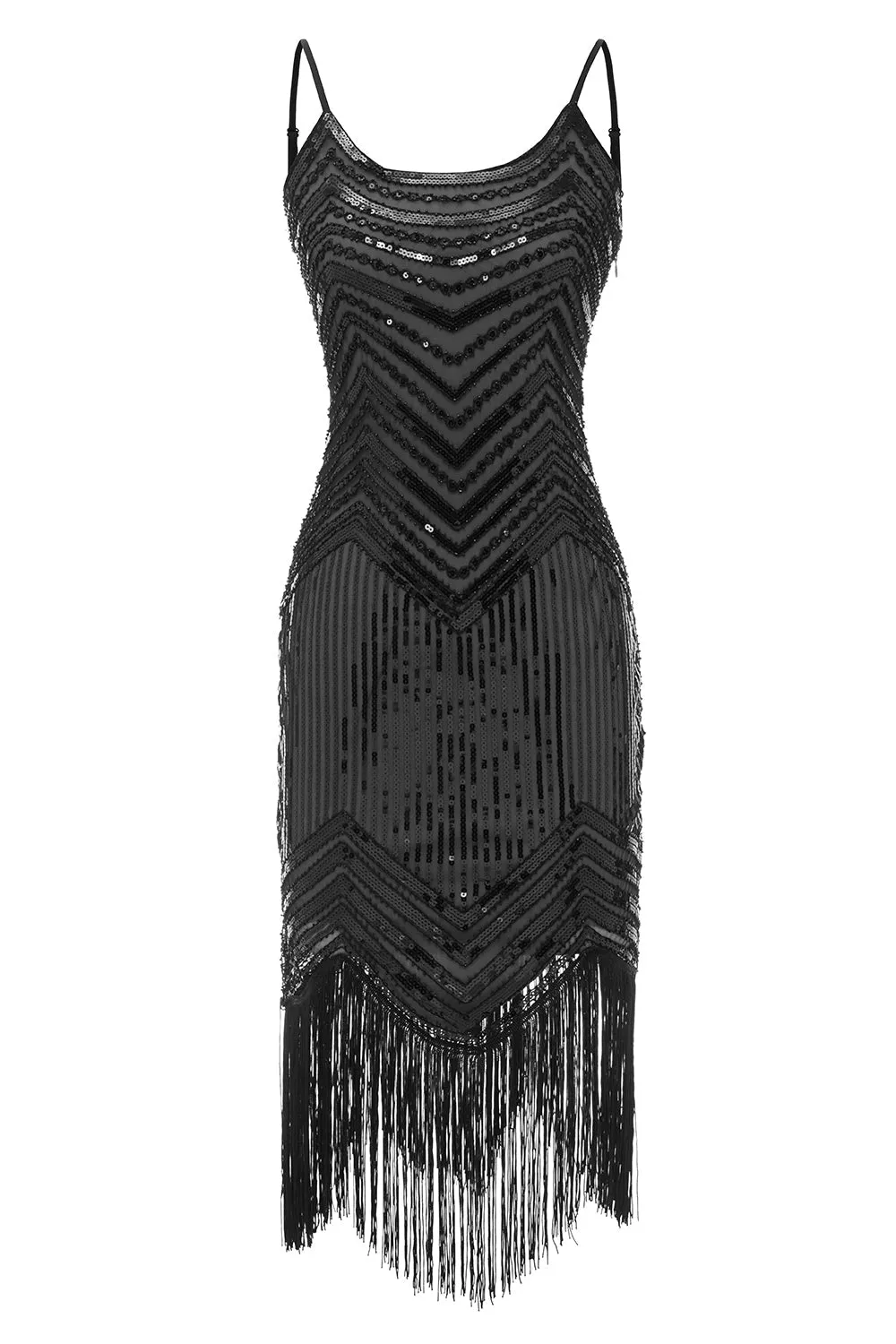 Bodycon Nero Argento Paillettes 1920s Abito