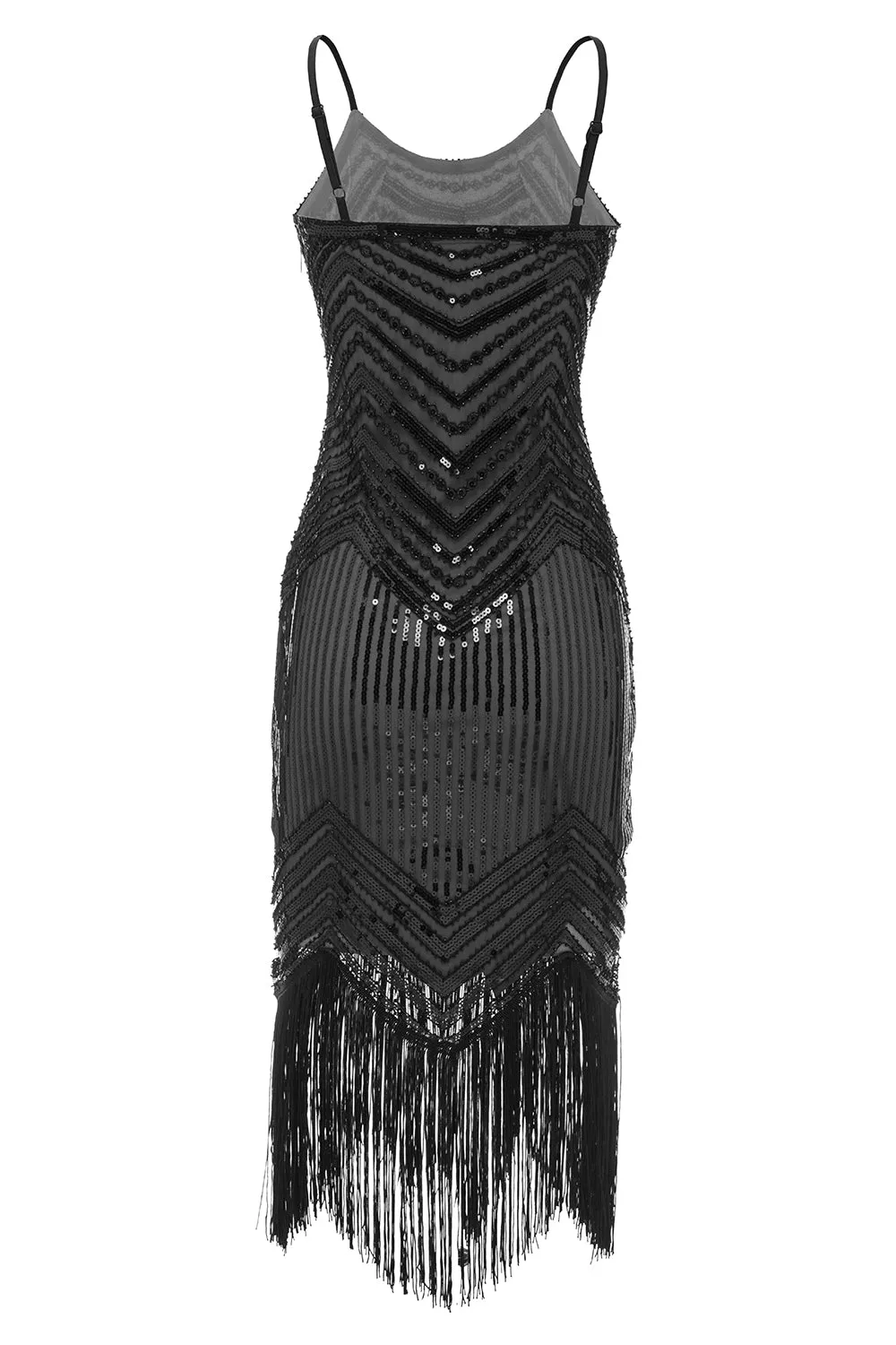 Bodycon Nero Argento Paillettes 1920s Abito