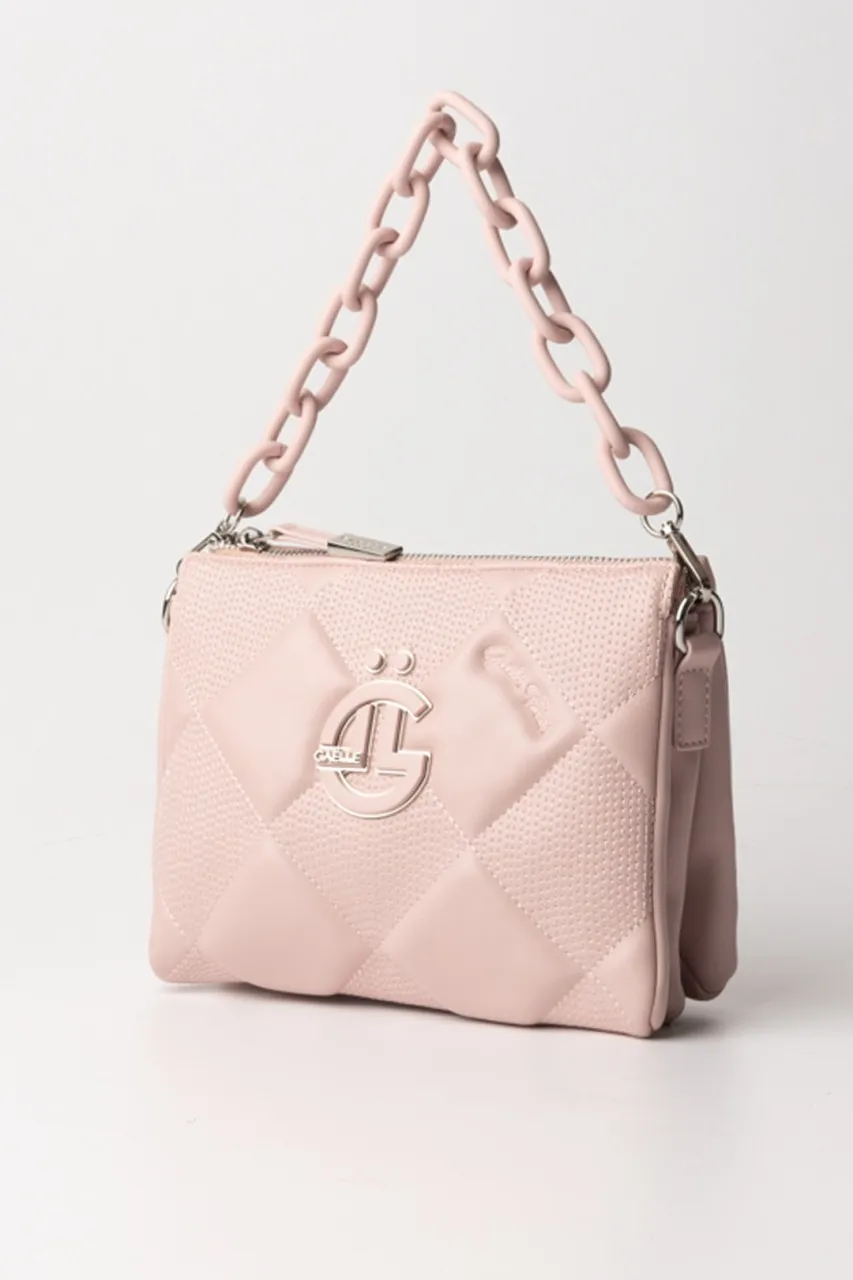 Borsa a spalla mini con motivo a rombi Rosa