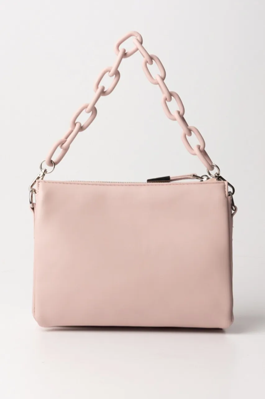 Borsa a spalla mini con motivo a rombi Rosa