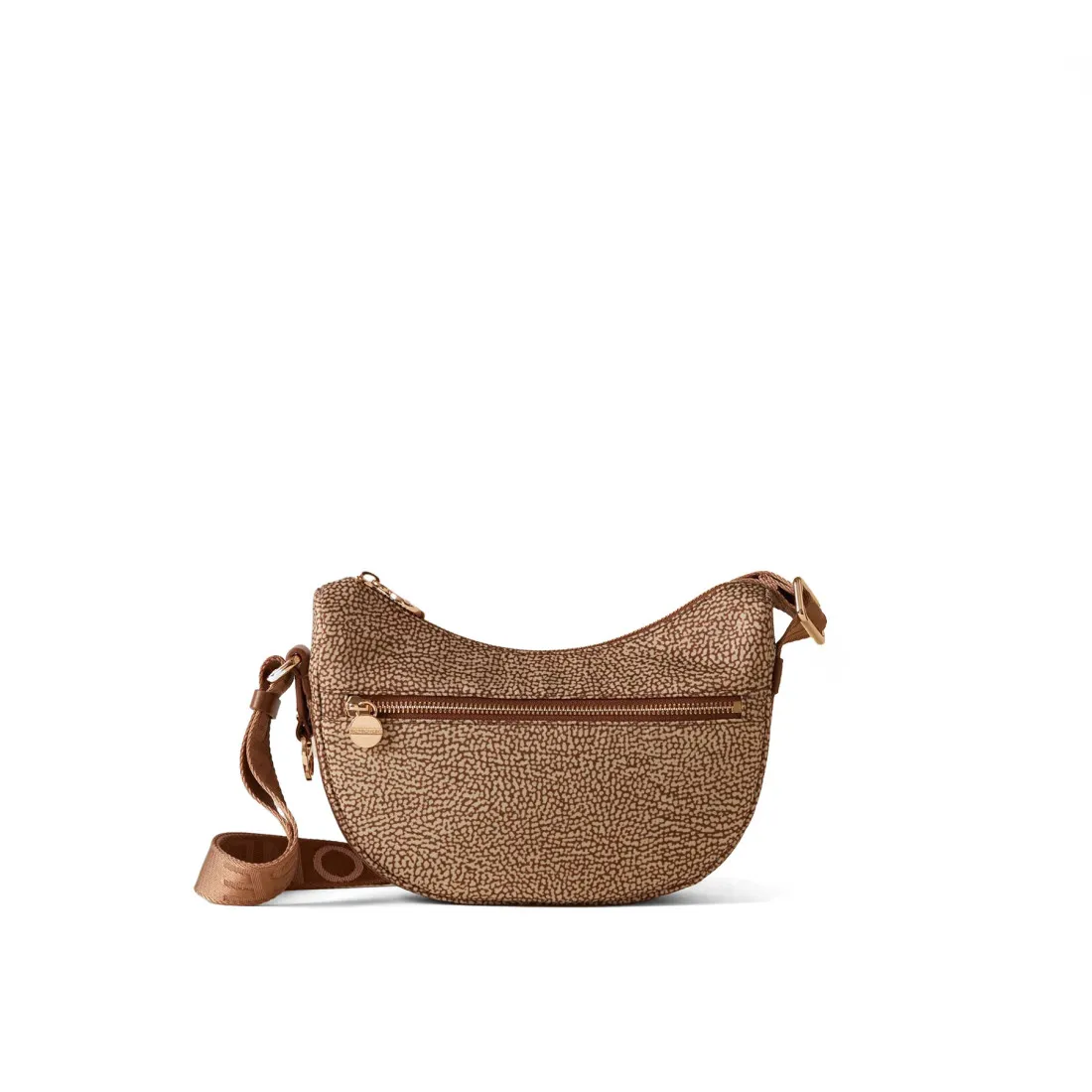 Borsa a tracolla Borbonese Luna Bag Mini beige e marrone
