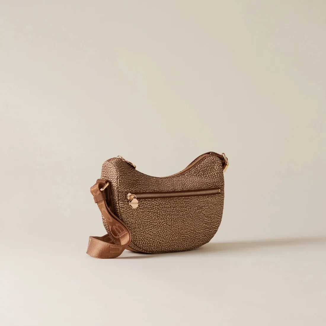 Borsa a tracolla Borbonese Luna Bag Mini beige e marrone