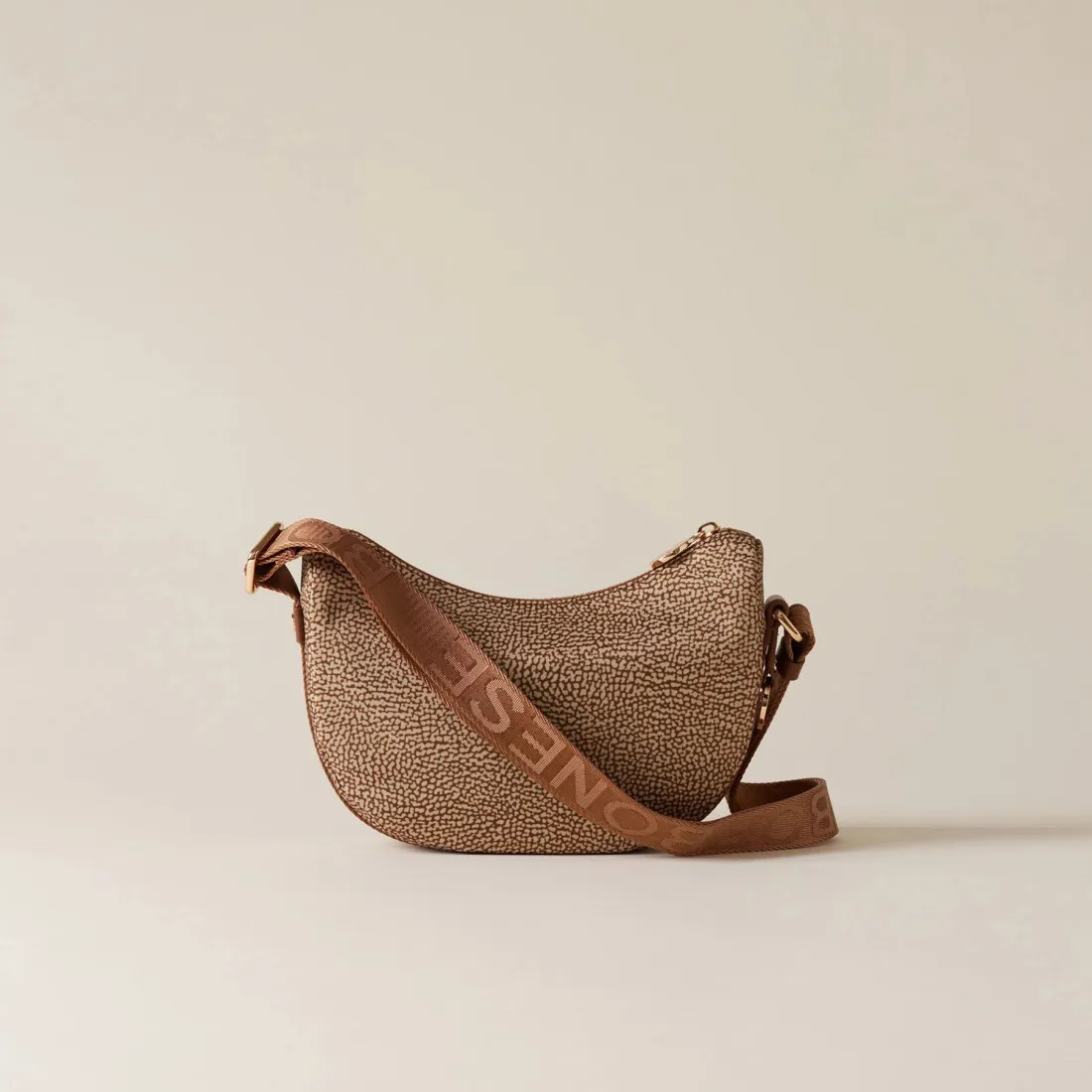 Borsa a tracolla Borbonese Luna Bag Mini beige e marrone