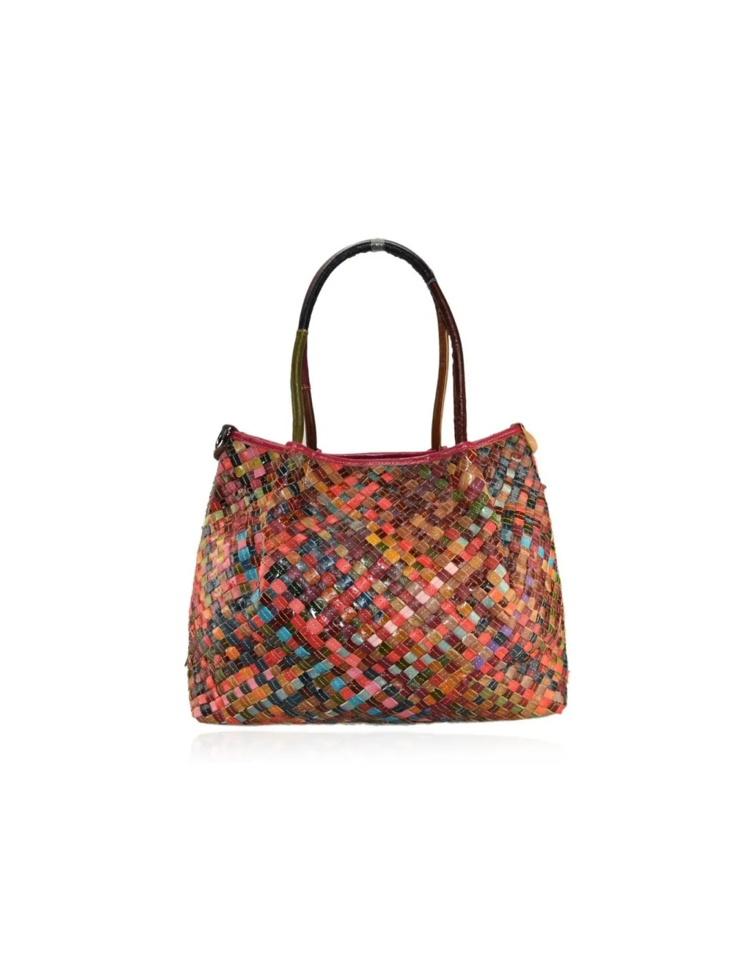 Borsa artigianale in pelle intrecciata