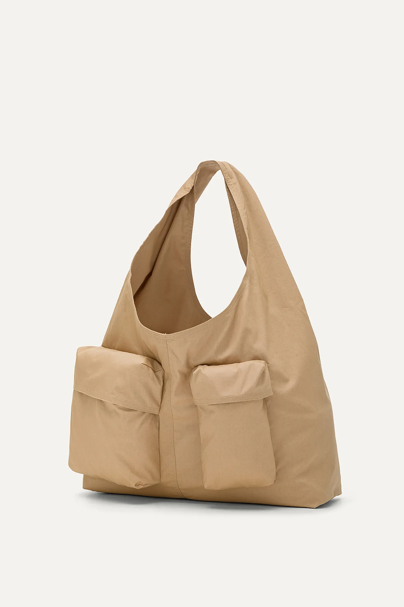 BORSA CON TASCHE IN GABARDINA DI COTONE 3085 - NATURALE
