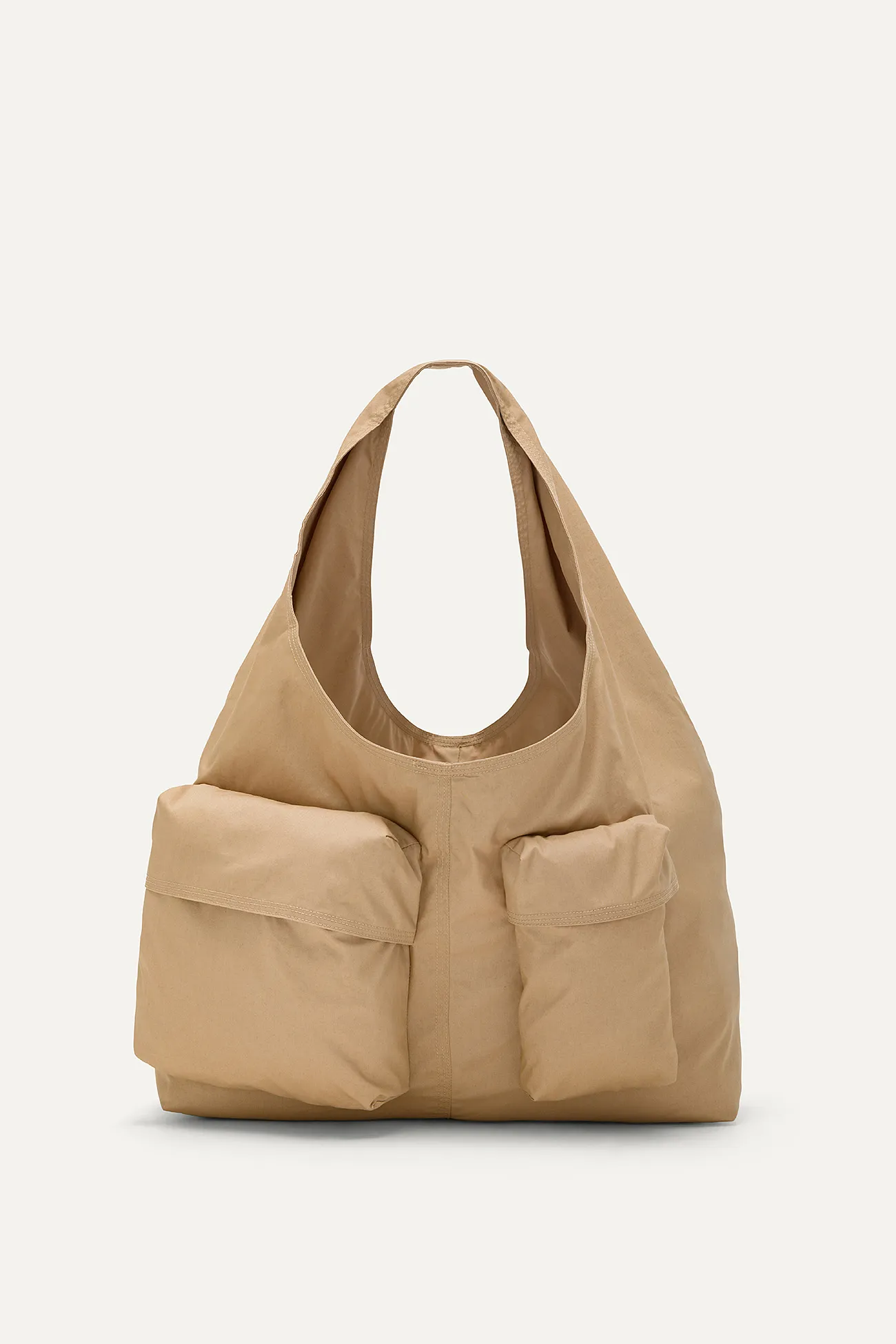 BORSA CON TASCHE IN GABARDINA DI COTONE 3085 - NATURALE