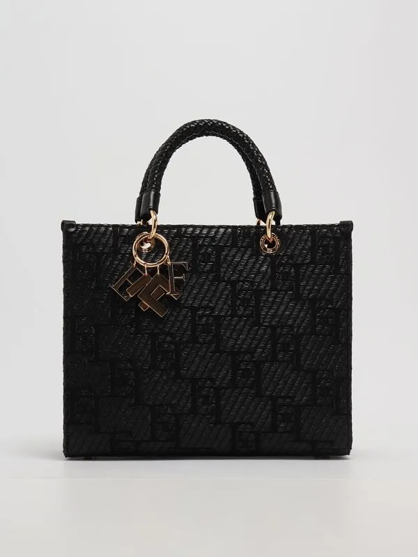 Borsa donna Elisabetta Franchi tote con logo jacquard Nero