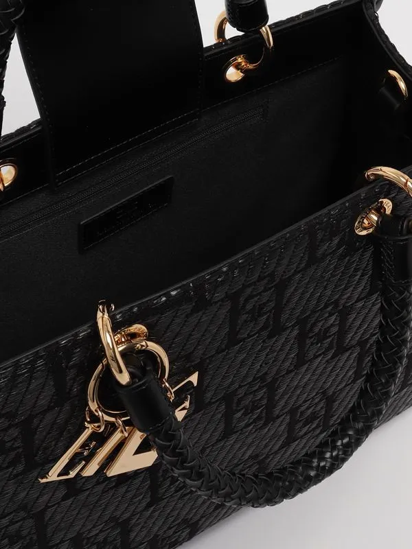 Borsa donna Elisabetta Franchi tote con logo jacquard Nero