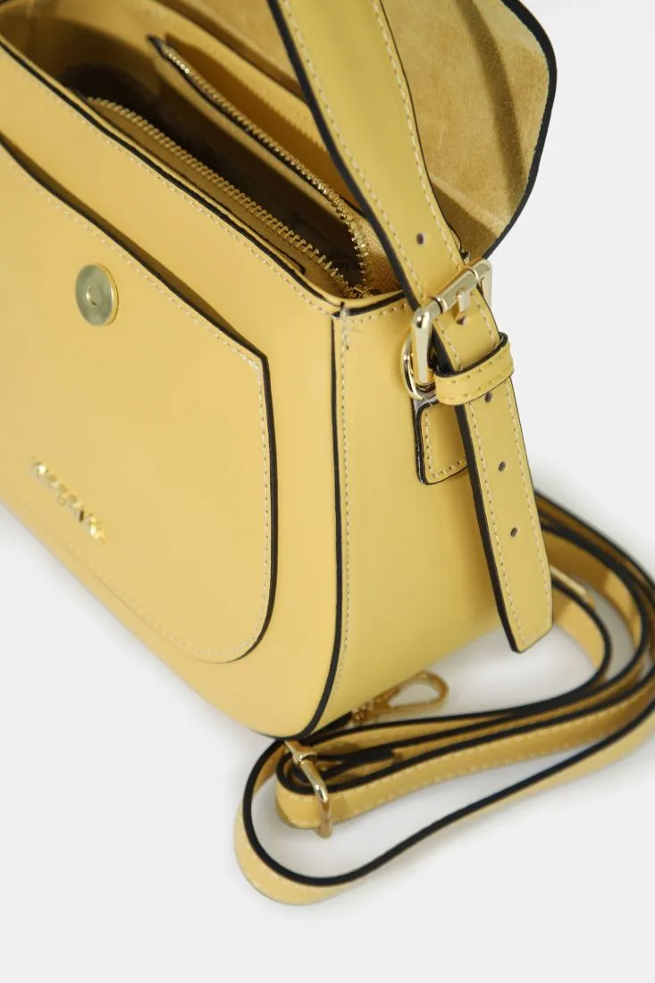 Borsa in vera pelle con manico e patta