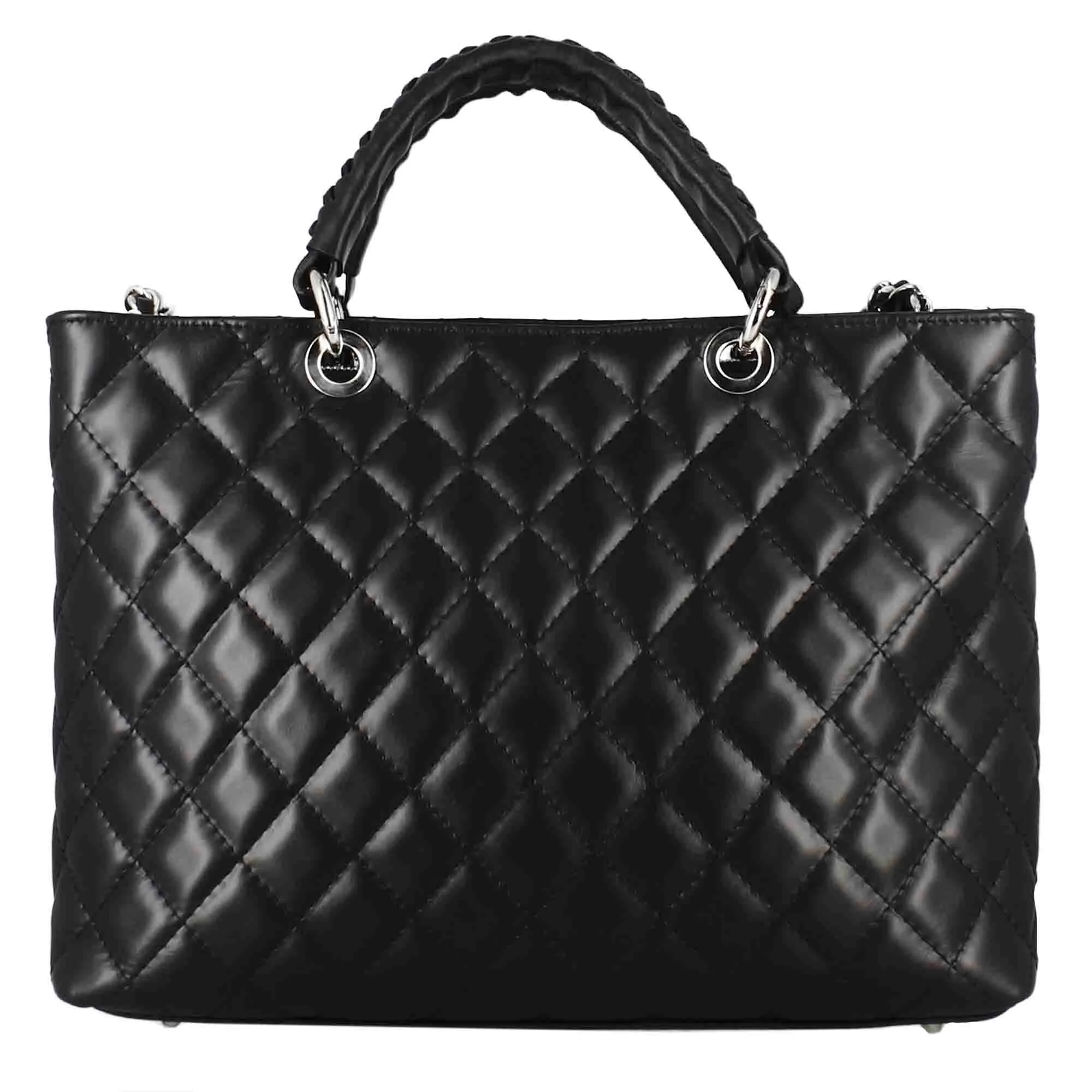 Borsa shopper Vanity con tracolla in pelle trapuntata colore nero