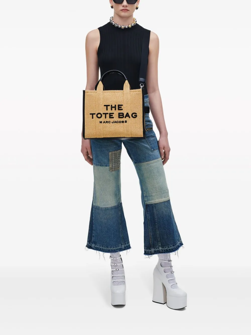 Borsa the medium tote in beige e nero - donna