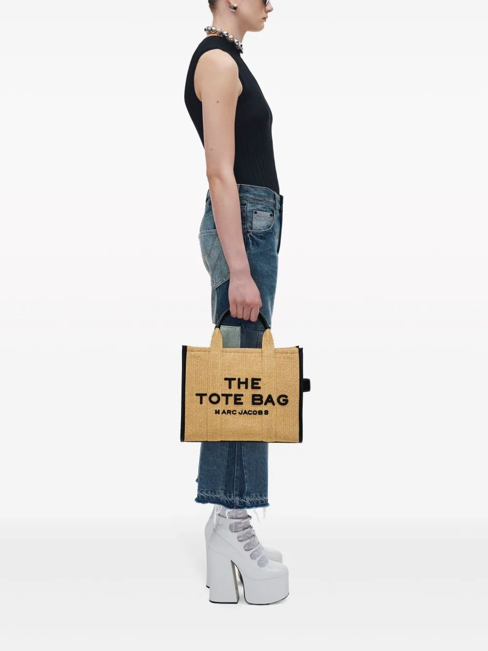 Borsa the medium tote in beige e nero - donna