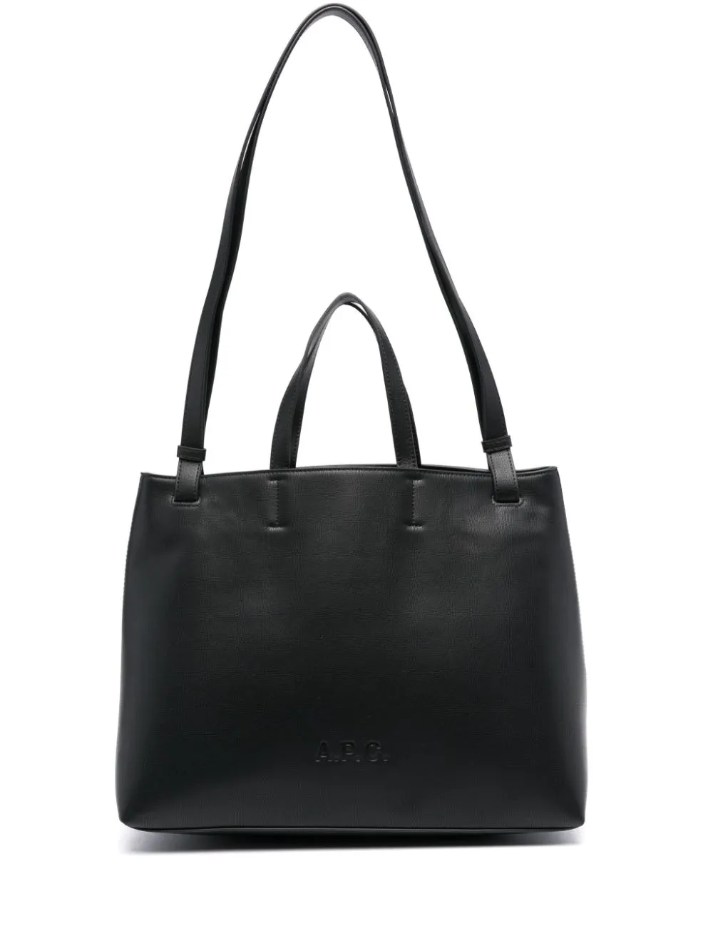 Borsa tote con logo goffrato APC in nero - donna