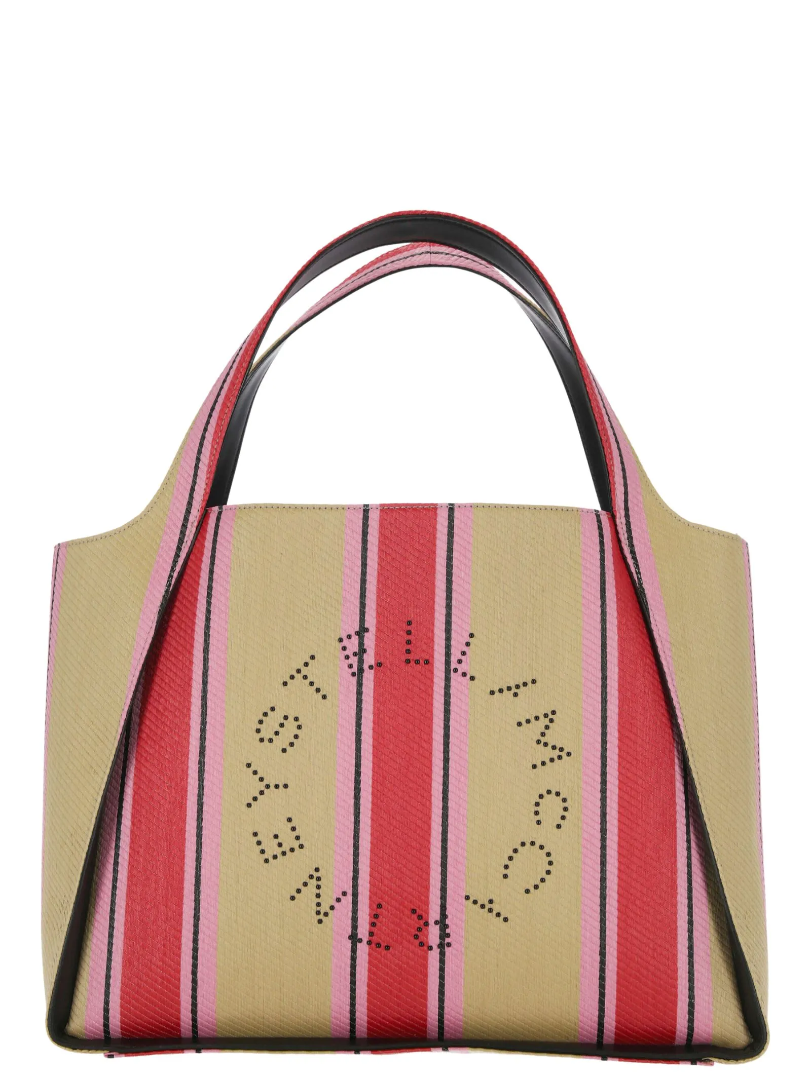 Borsa tote con stampa logo a righe