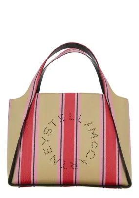 Borsa tote con stampa logo a righe