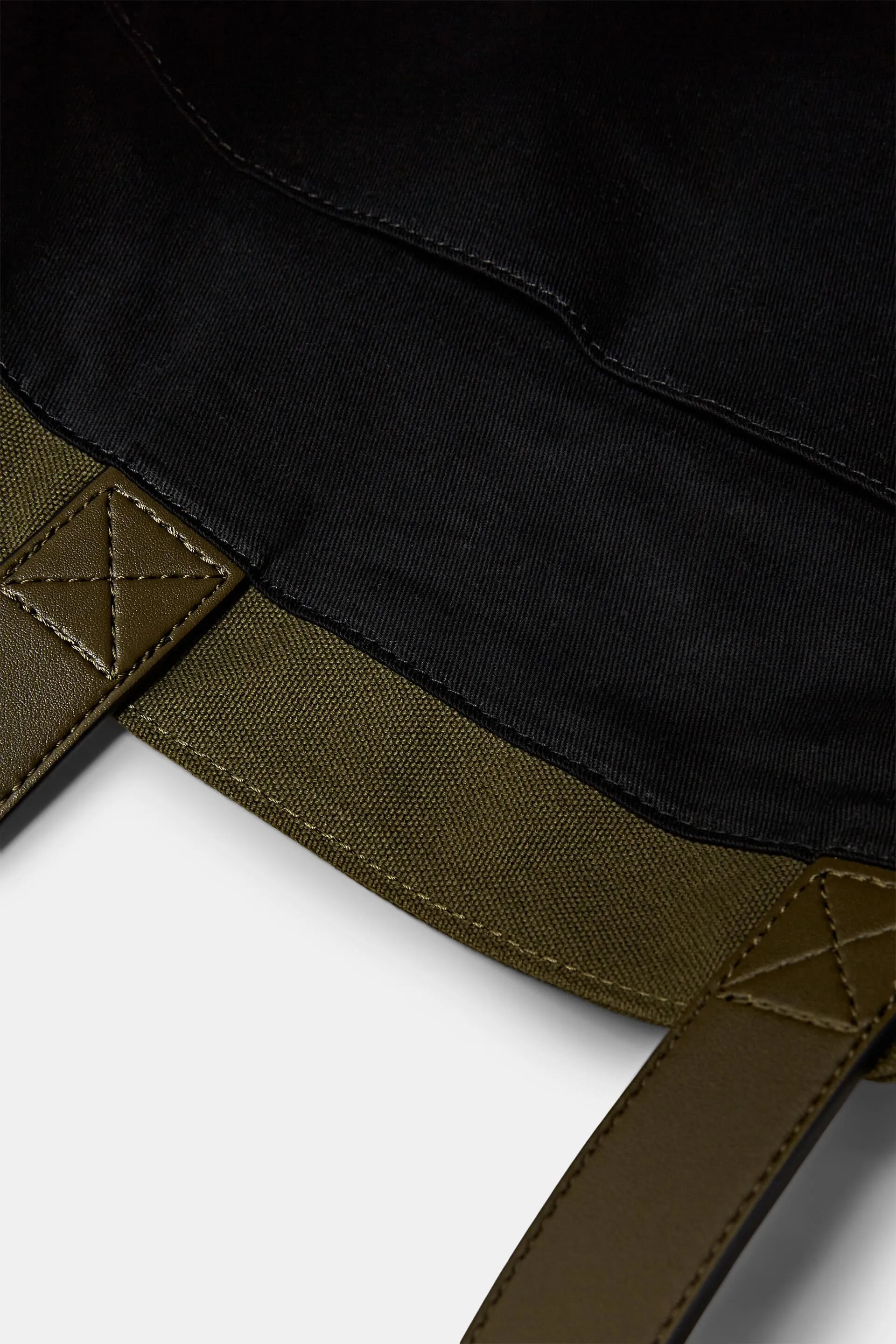 Borsa tote in tela di cotone con bordo in pelle vegana