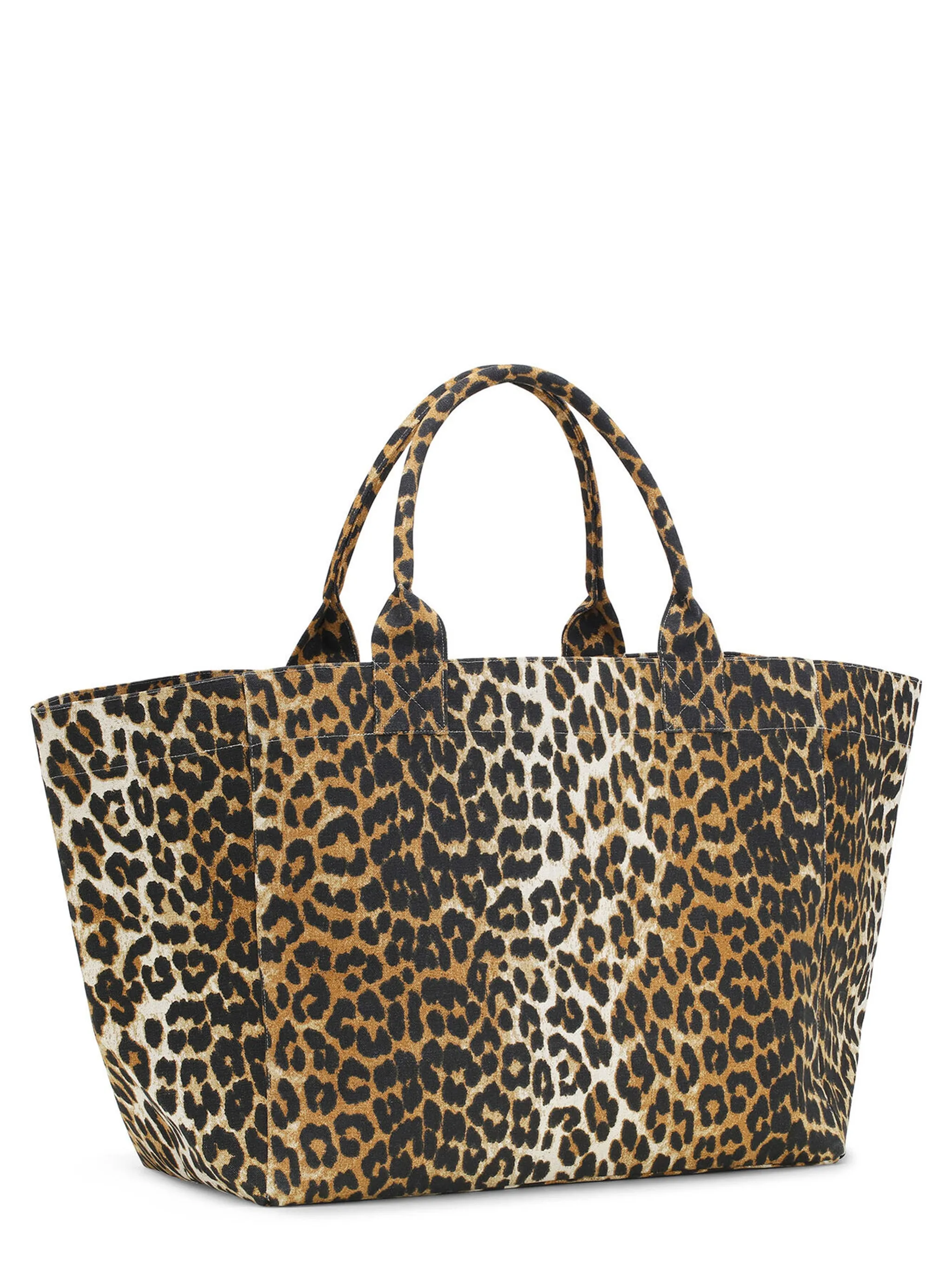 Borsa tote oversize in tela leopardata