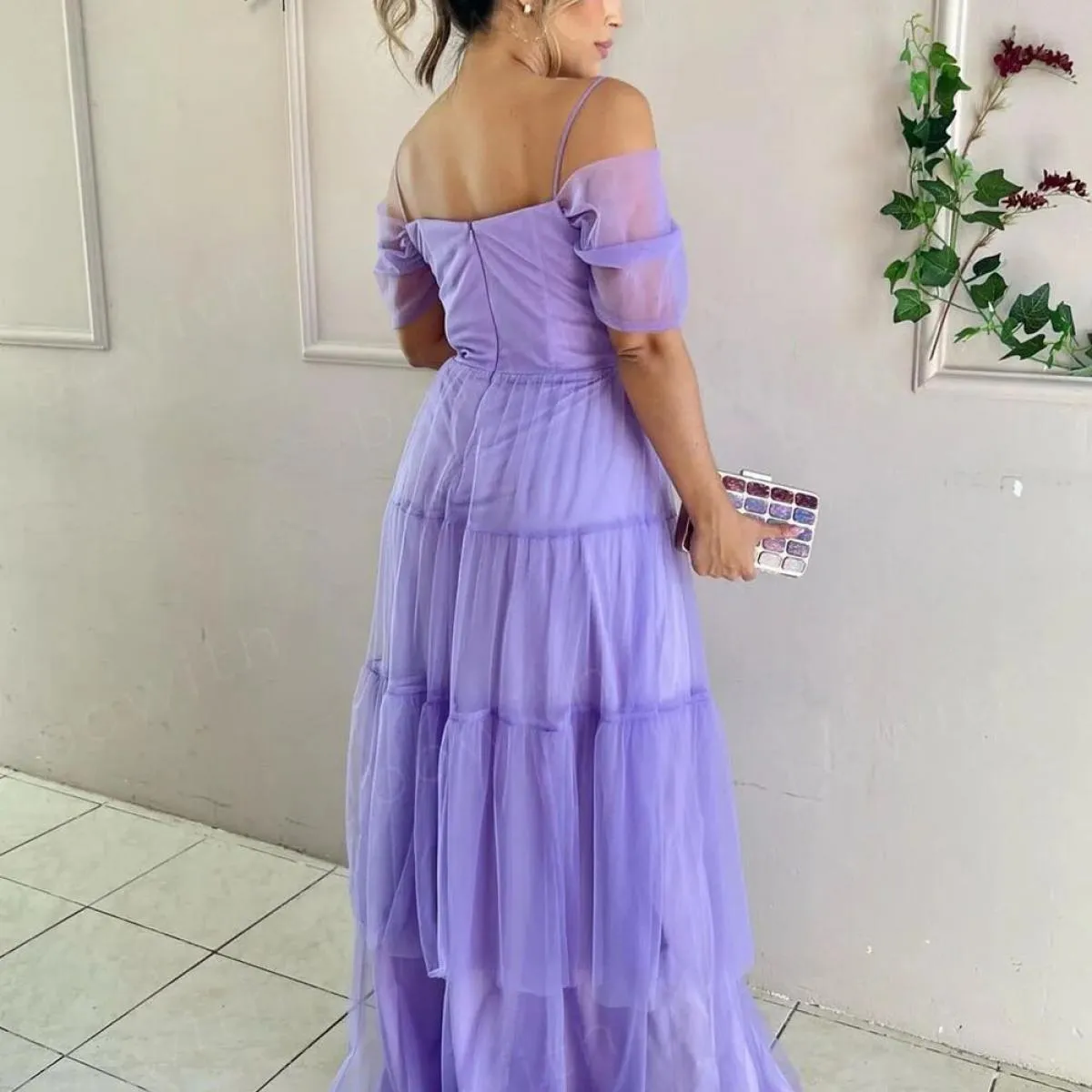 Bowith Abiti da festa con spalle scoperte Abiti da sera in tulle da donna Lunghi di lusso 2023 Abiti da celebrità con linea A Pr