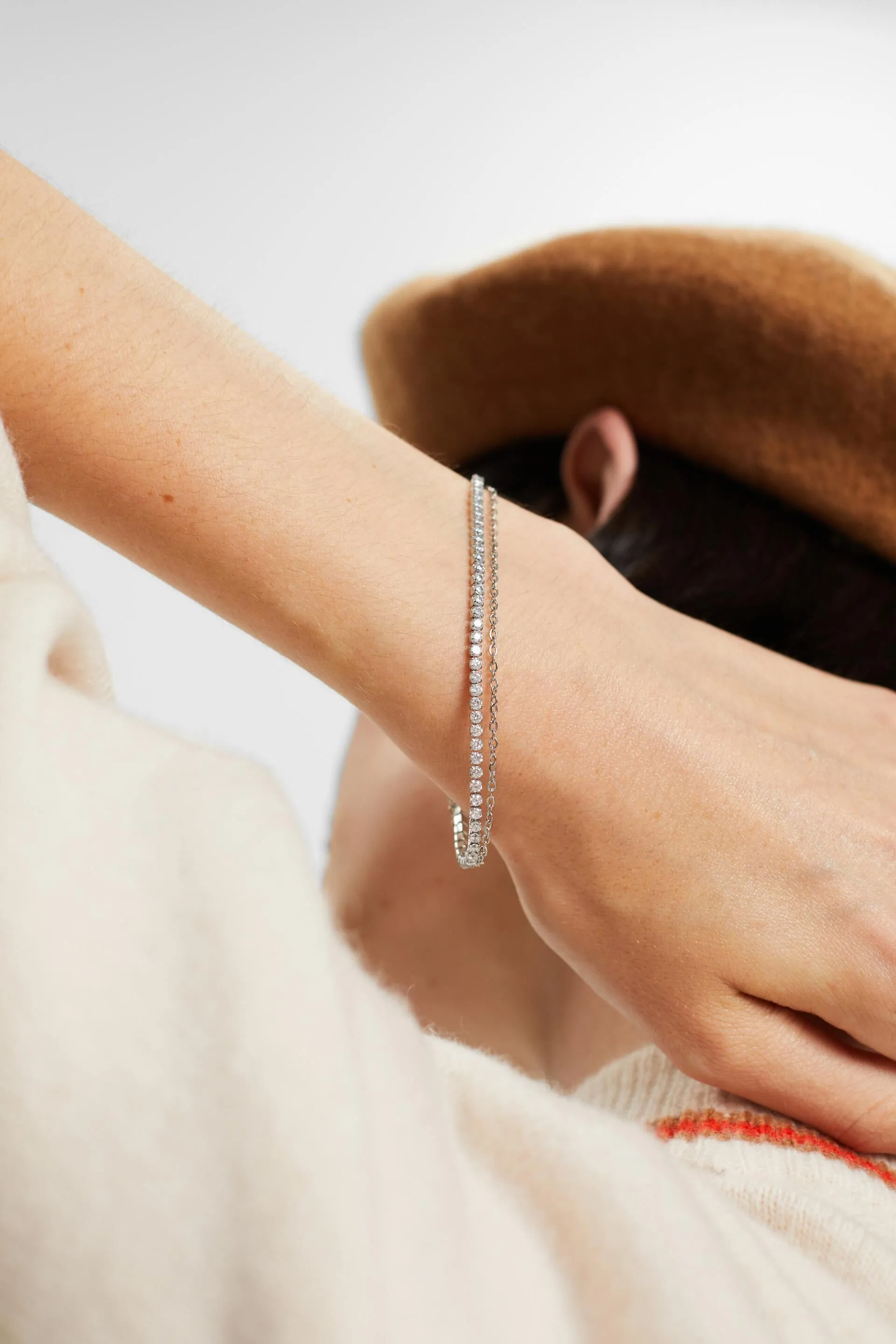 Bracciale con zirconi, acciaio inossidabile