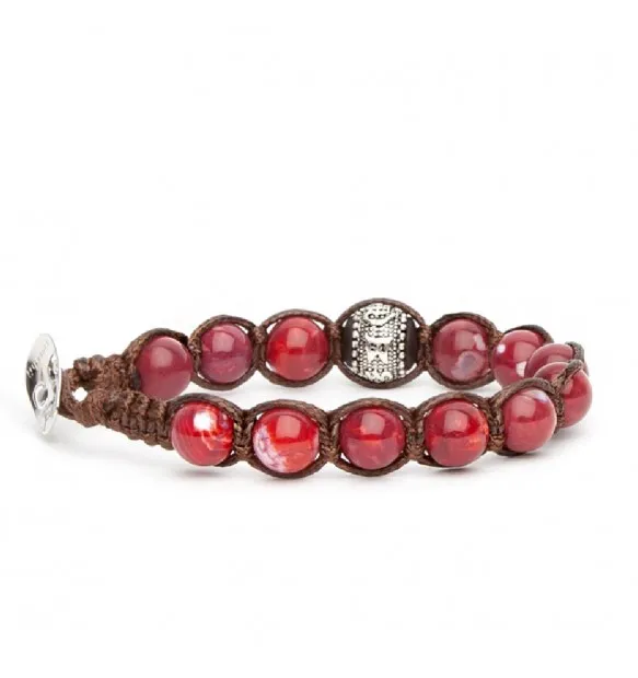 Bracciale Tamashii ruota della preghiera agata rosso scuro BHS1100-213